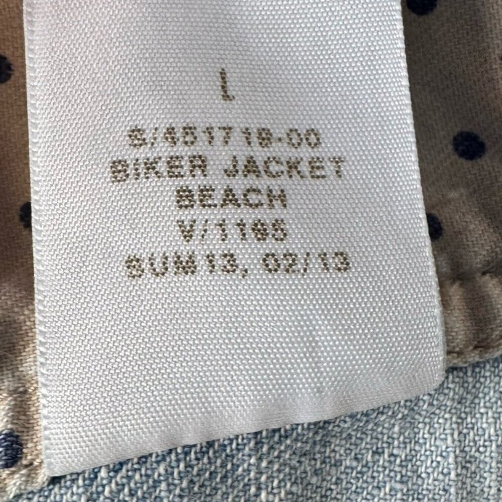 Gap 1969 Women's Sz L Denim Biker Jacket Asymmetrical Zip Beach Wash - Picture 8 of 11